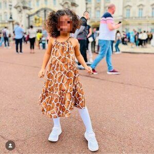 Janie & Jack The Wanderer Sundress Size 7 – Giraffe Print Tiered Cotton Dress, T